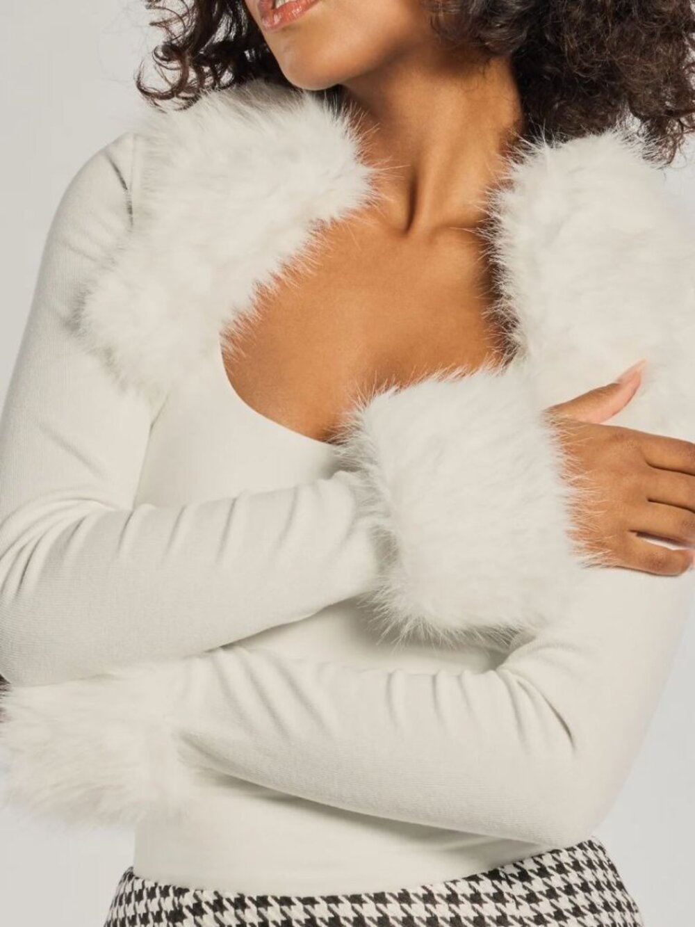 Windsor Chic Removable Faux Fur Long Sleeve Bolero Shrug